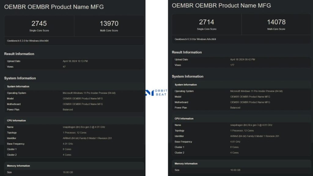 Microsoft Surface Laptop 6 appears on geekbench